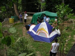 Building Tents, Pagtatap Youth Camp, Malumpati Cold Spring, Pandan, Antique, Philippines